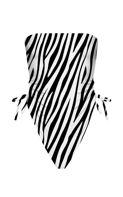 Shop Aexae Women's Zebra-print Strapless One-piece Swimsuit In Animal