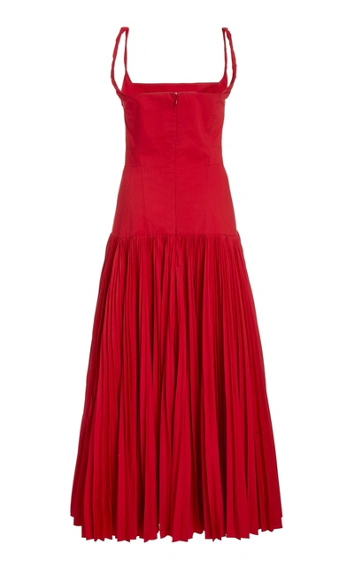 Shop Proenza Schouler Pleated Poplin Maxi Dress In Red
