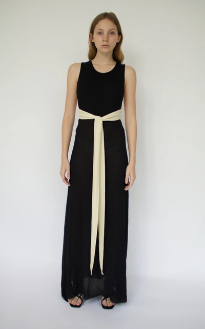 Shop Albus Lumen Women's Loli Belted Silk Dress In Black,neutral