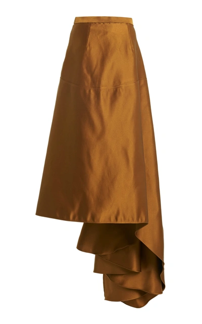 Shop Rosie Assoulin Asymmetric Silk Skirt In Brown