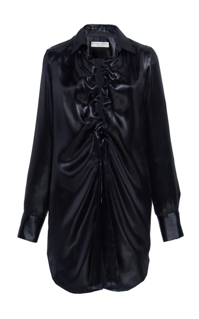 Shop Bottega Veneta Women's Ruched Satin Top In Black