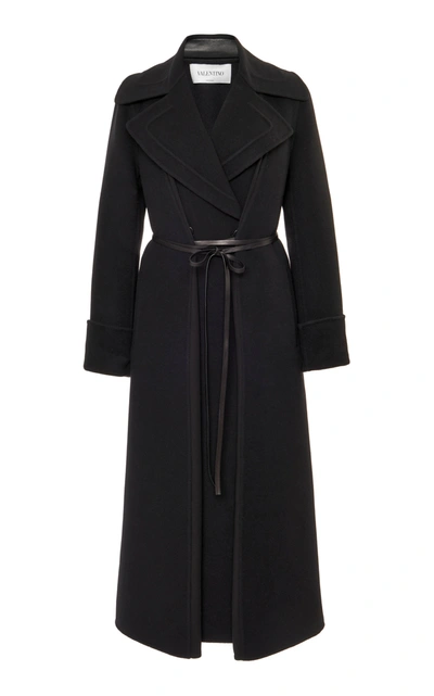 Shop Valentino Women's Belted Wool Coat In Black