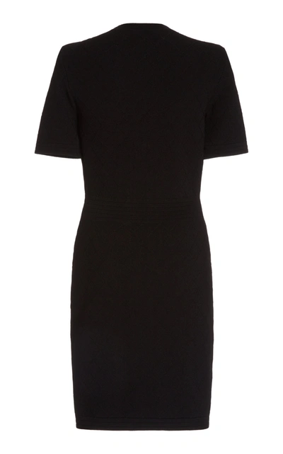 Shop Balmain V-neck Zip-front Crepe Mini Dress In Black