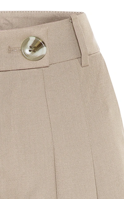 Shop Anna Quan Oscar Pleated Wool-blend Shorts In Neutral