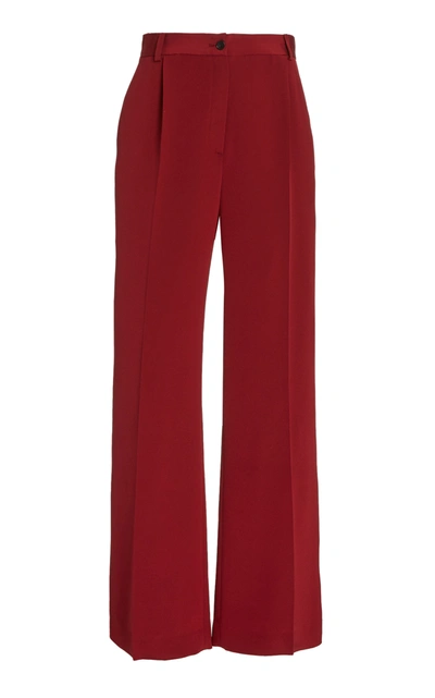 Shop La Collection Phoebe Silk Crepe Wide-leg Trousers In Burgundy
