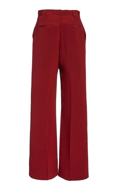 Shop La Collection Phoebe Silk Crepe Wide-leg Trousers In Burgundy