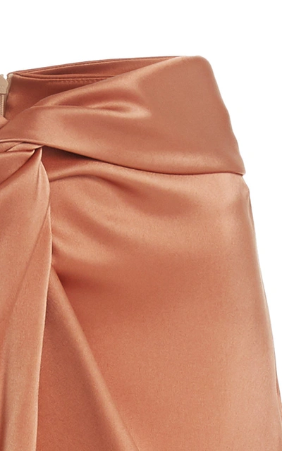 Shop Nanushka Milo Draped Satin Mini Skirt In Orange