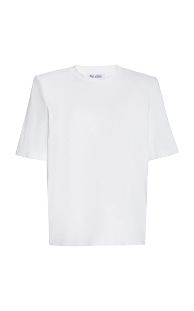 Shop Attico Women's Padded-shoulder Jersey T-shirt In White,black