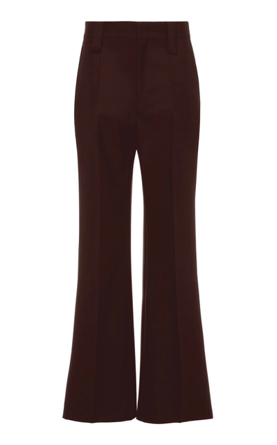 Shop Prada High-rise Wide-leg Mohair Wool Pants In Brown