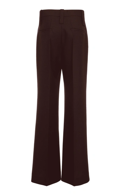 Shop Prada High-rise Wide-leg Mohair Wool Pants In Brown