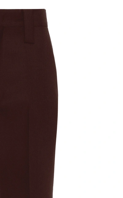 Shop Prada High-rise Wide-leg Mohair Wool Pants In Brown