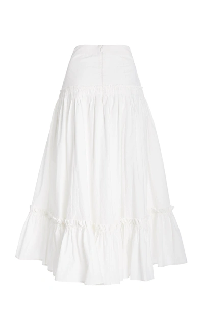 Shop Cara Cara Tisbury Printed Cotton-poplin Midi Skirt In White