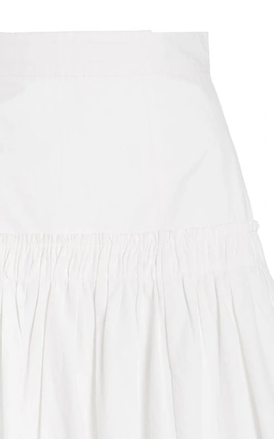 Shop Cara Cara Tisbury Printed Cotton-poplin Midi Skirt In White