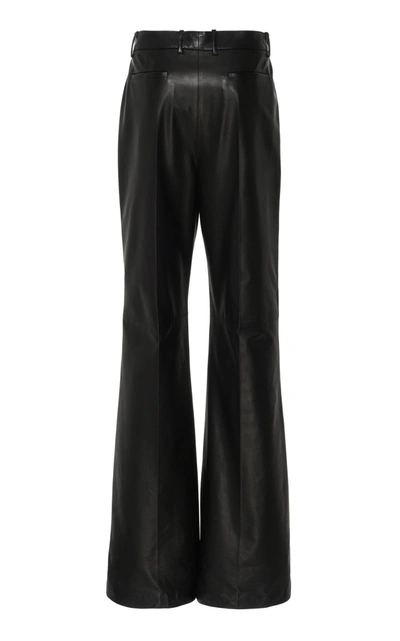 Shop Joseph Tambo High-rise Leather Flared Pants In Black