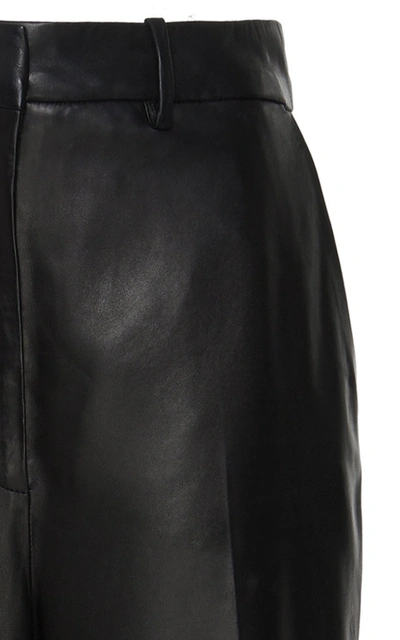 Shop Joseph Tambo High-rise Leather Flared Pants In Black