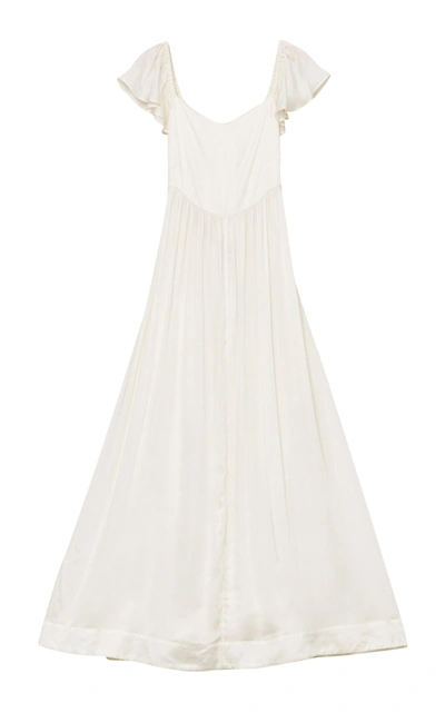 Shop Bytimo Tie-accented Satin Maxi Dress In White