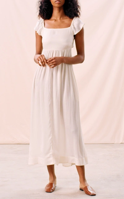 Shop Bytimo Tie-accented Satin Maxi Dress In White
