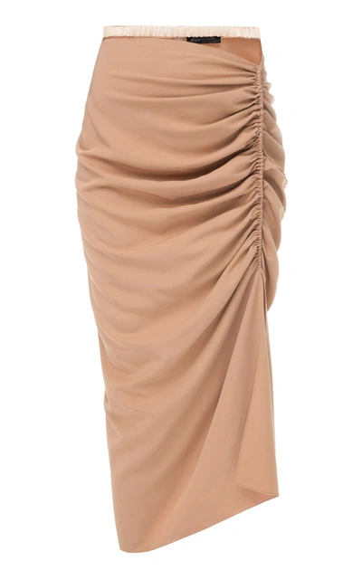 Shop Anna October Karina Ruched Midi Skirt In Neutral