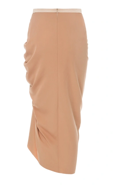 Shop Anna October Karina Ruched Midi Skirt In Neutral