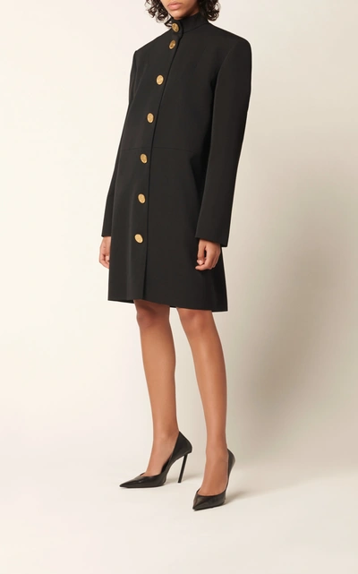 Shop Balenciaga Campaign Button-detailed Barathea Dress In Black