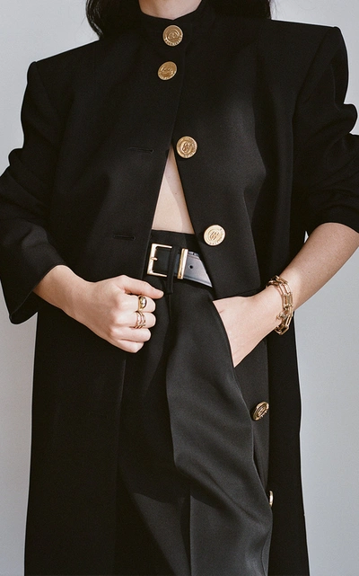 Shop Balenciaga Campaign Button-detailed Barathea Dress In Black