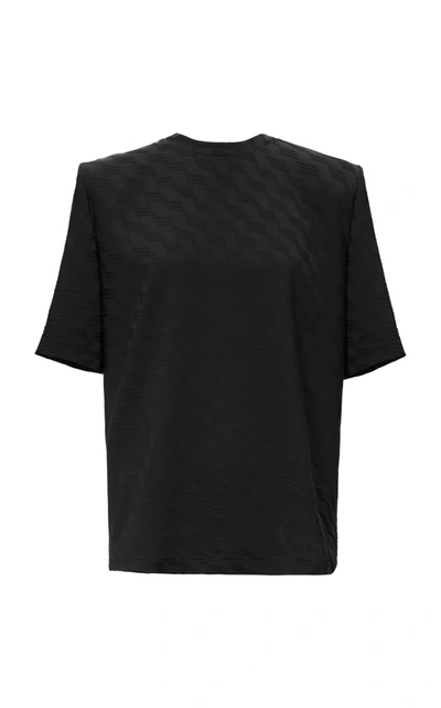 Shop Attico Printed Shoulder-pad Jersey T-shirt In Black