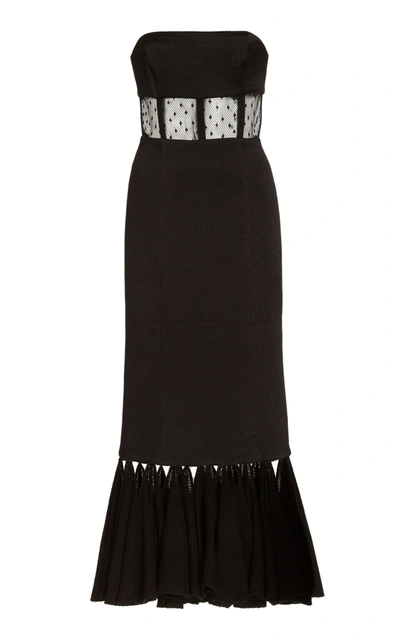 Shop Alexis Verbena Cutout Dotted Tulle Midi Dress In Black