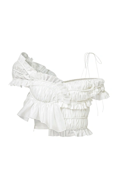 Shop Anna October Women's Ann Ruffled Cotton Crop Top In White