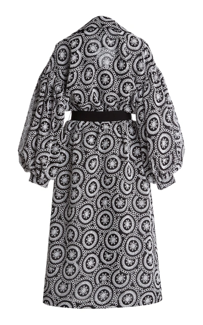 Shop Huishan Zhang Ira Belted Sequin-embellished Silk Coat In Black/white