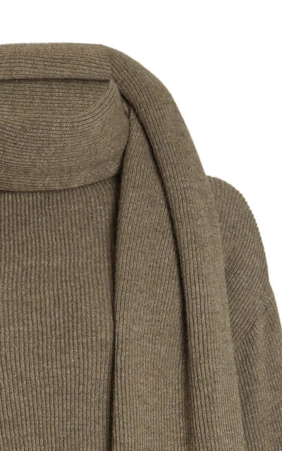 Shop The Frankie Shop Women's Scarf-detailed Rib-knit Turtleneck Sweater In Neutral