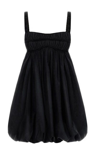 Shop Anna October Kiki Ruffled Crepe Mini Dress In Black