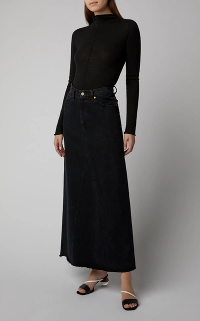 Shop Khaite Women's Magdelena Dark-wash Denim Maxi Skirt In Black