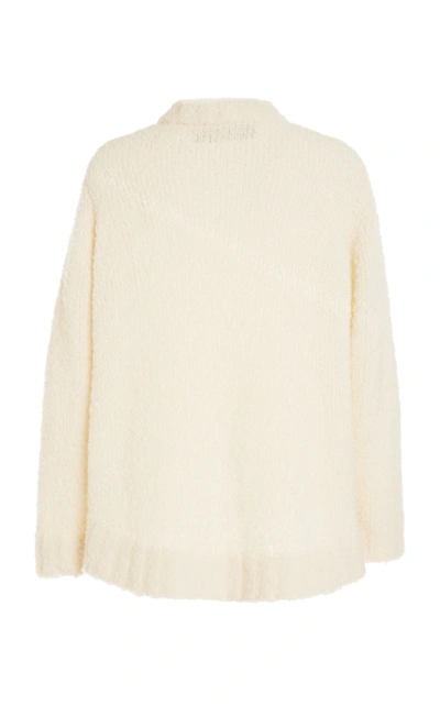 Shop The Elder Statesman Cashmere-blend Teddy Racing Sweater In White