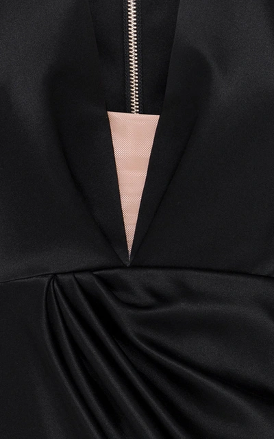 Shop Alex Perry Women's Corine Drape-detailed Cotton-silk Mini Dress In Black
