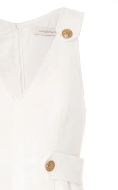 Shop Zimmermann The Lovestruck Buttoned Linen Mini Dress In White