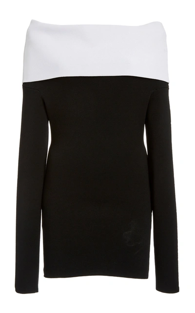 Shop Proenza Schouler Women's Off-the-shoulder Two-tone Stretch-jersey Top In Black