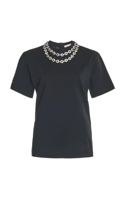 Shop Christopher Kane Crystal-embellished Cotton T-shirt In Black