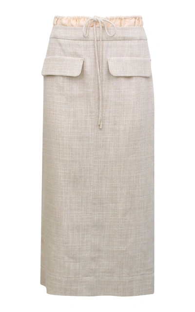 Shop Rejina Pyo Women's Taylor Drawstring Cotton-linen Pencil Skirt In Neutral