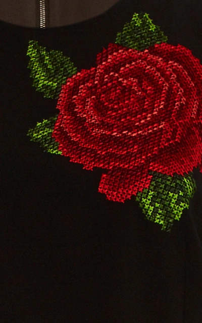 Shop Dolce & Gabbana Women's Rose-embroidered Crepe Midi Sheath Dress In Print