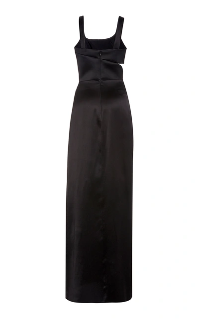 Shop Brandon Maxwell Gathered Cutout Silk-satin Gown In Black