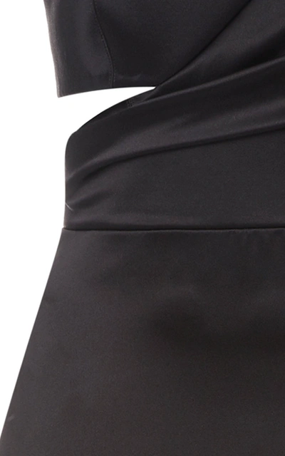 Brandon Maxwell Gathered Cutout Silk-satin Gown in Black
