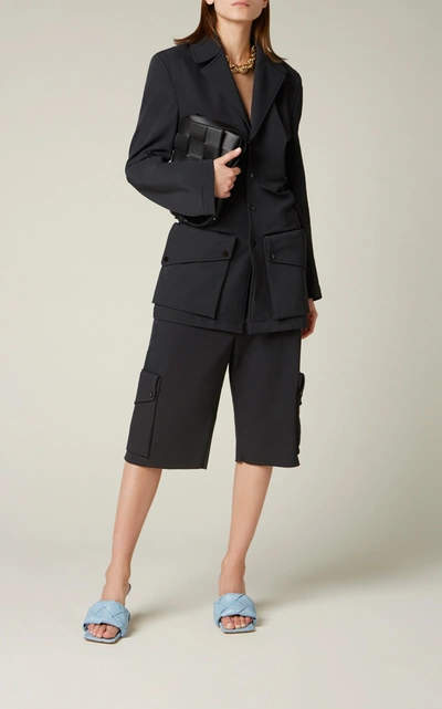 Bottega Veneta Light Technical Gabardine Silk-blend Jacket In Black