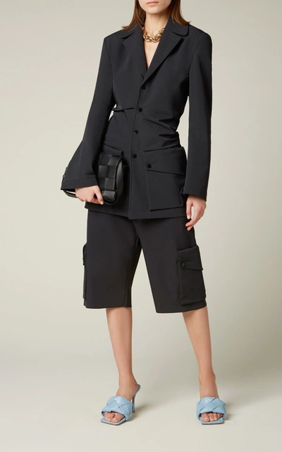 Bottega Veneta Light Technical Gabardine Silk-blend Jacket In Black