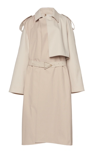 Shop Bottega Veneta Removable Sleeve Crepe Trench Coat In Neutral