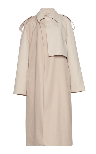 Shop Bottega Veneta Removable Sleeve Crepe Trench Coat In Neutral