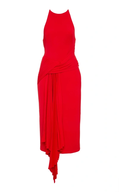 Shop Acler Bercy Wrap Waist Midi Dress In Red