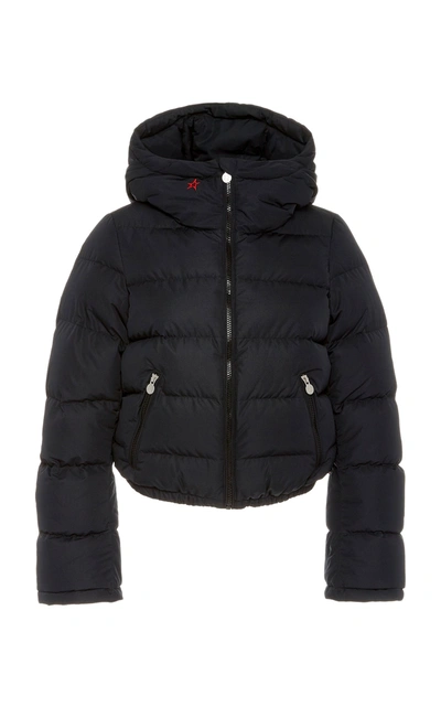 Shop Perfect Moment Polar Flare Hooded Quilted Shell Down Jacket In Black