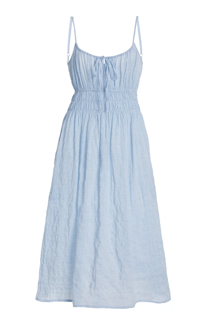 Shop Ciao Lucia Women's Gabriela Smocked Cotton-blend Dress In Light Blue