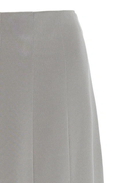 Shop Joseph Saria Pleated Silk Crepe Midi Skirt In Grey