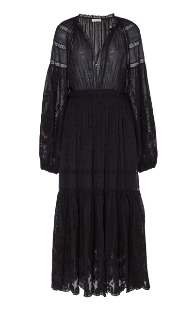 Shop Ulla Johnson Bettina Cotton Eyelet Dress In Black
